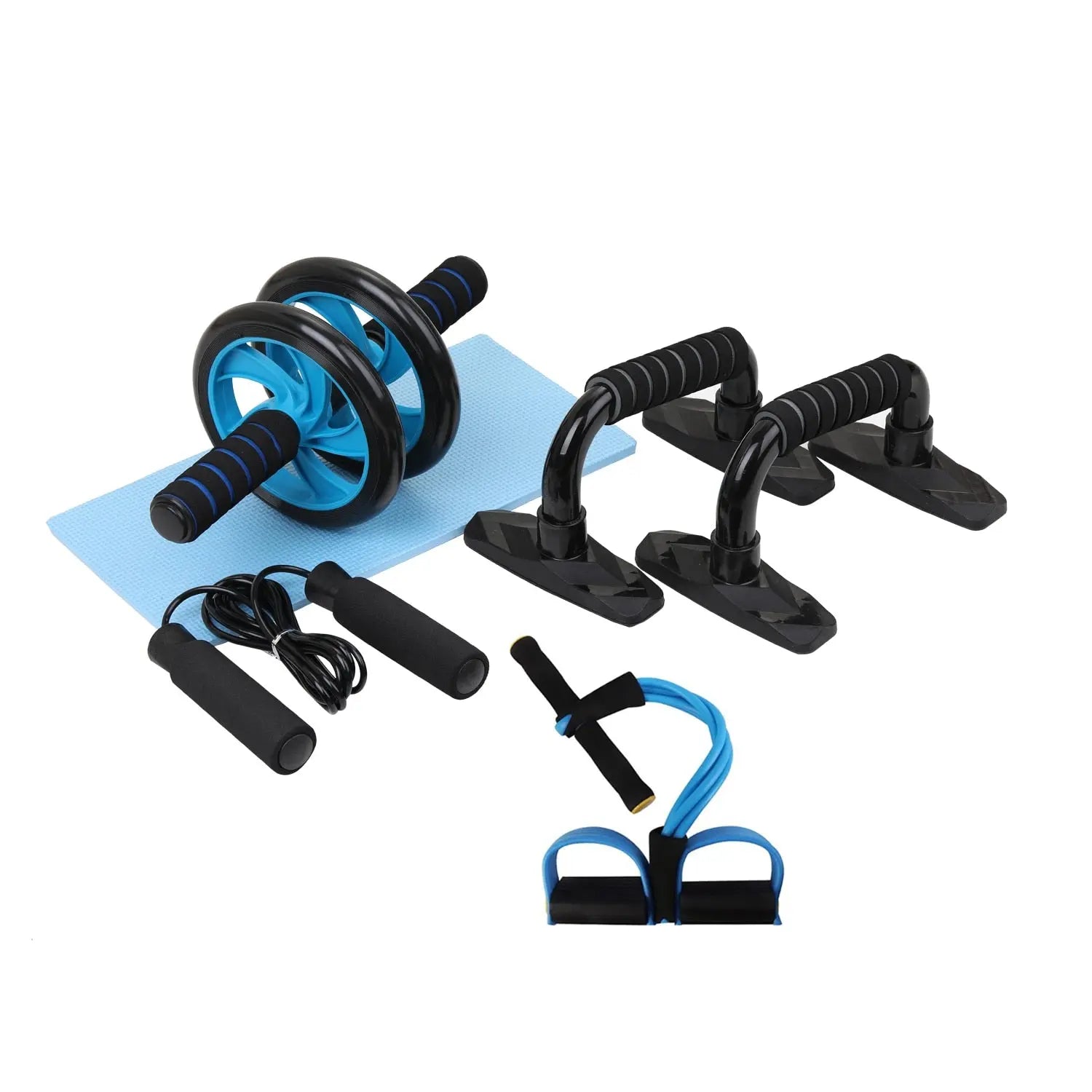 Muscle Exercise Equipment Abdominal Press Wheel Roller Home Fitness Equipment Gym Roller Trainer with Push UP Bar Jump Rope - GLR SHOPPING