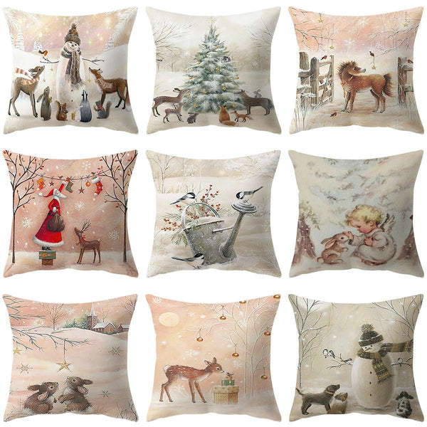 Christmas Elk Tree Cushion Cover