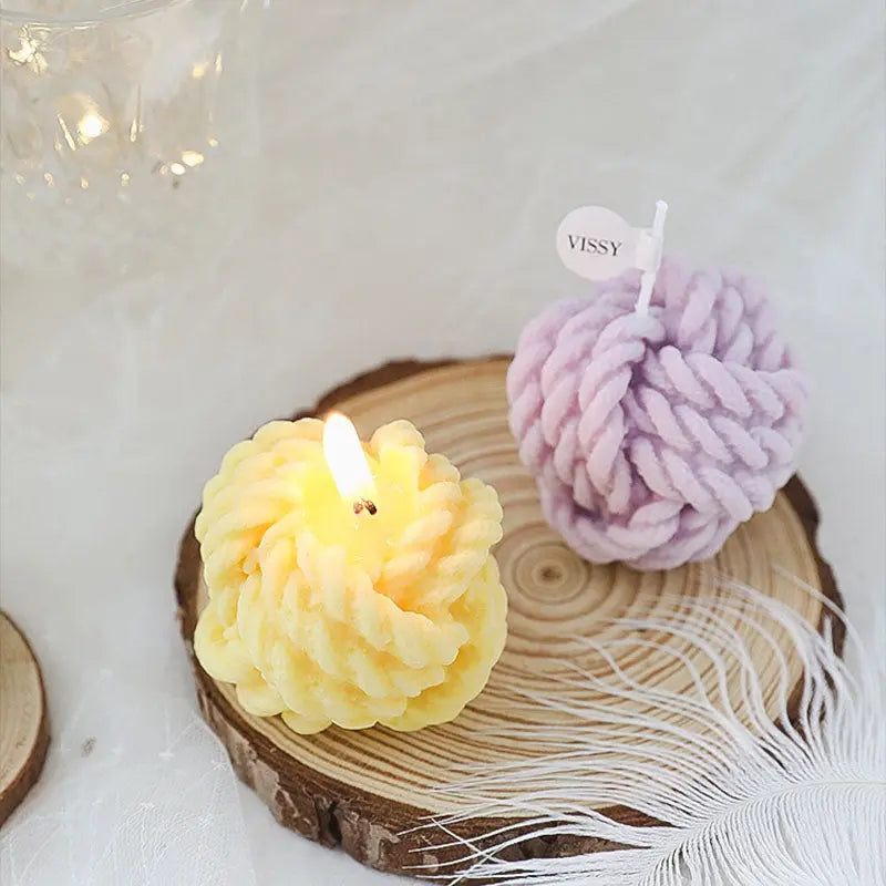 Creative Handmade Wool Ball Candle - GLR SHOPPING