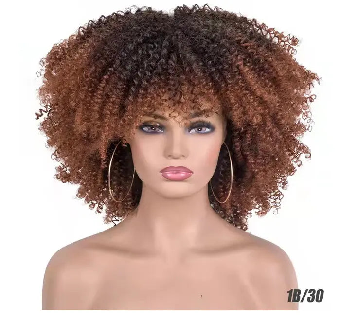Curly Wig With Bangs - GLR SHOPPING