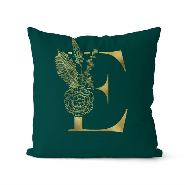 Green Pillowcase Gold Letters