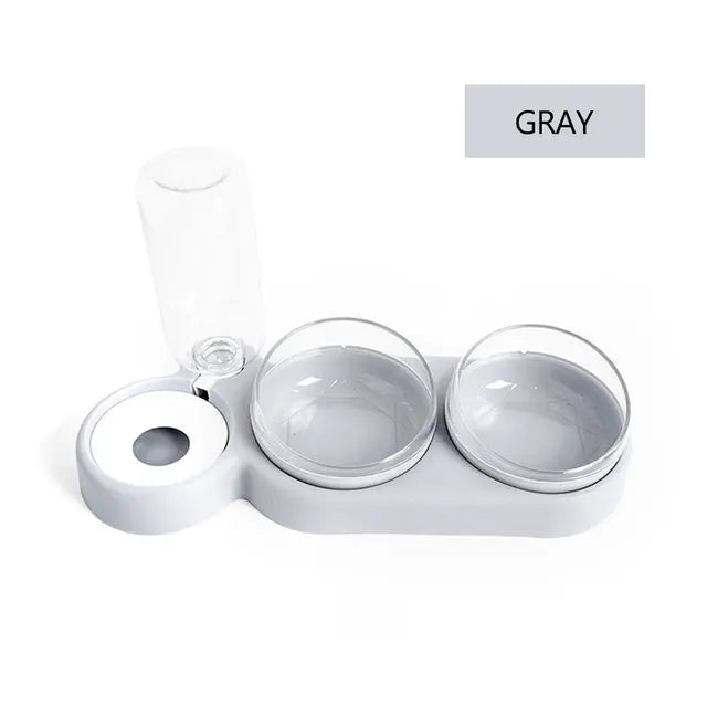 Pet Bowl Double Bowls Food Water Feeder With Auto Water Dispenser - GLR SHOPPING