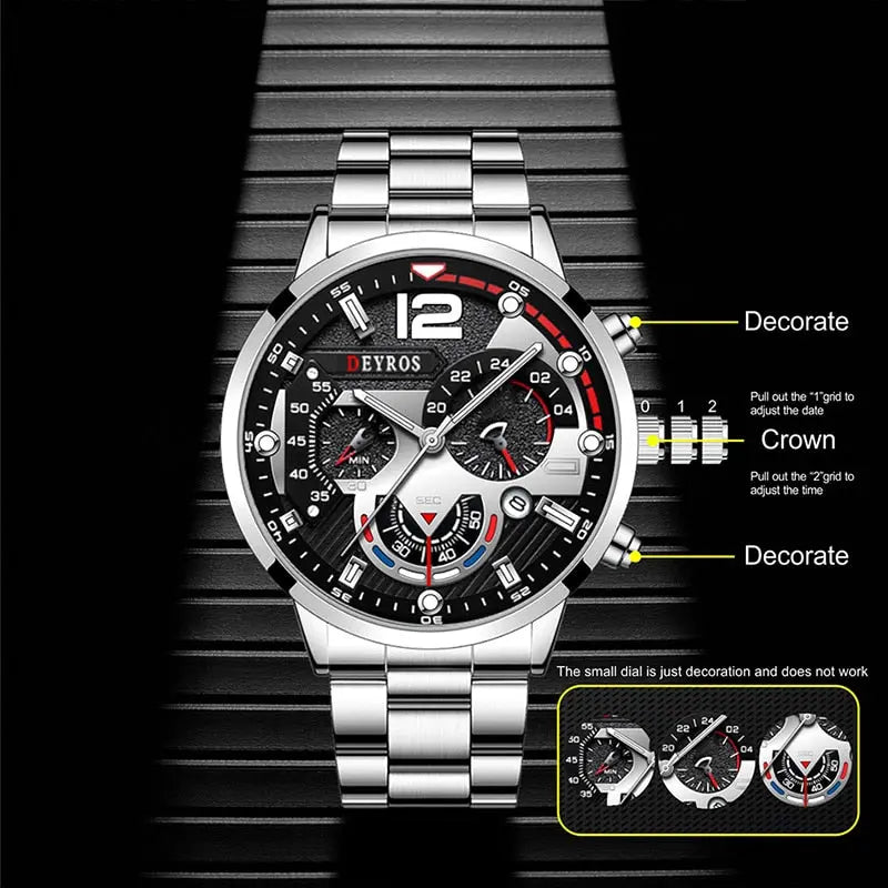 Luxury Mens Watches Male Gold Bracelet Stainless Steel Quartz Calendar Watch For Men Business Luminous Clock relogio masculino - GLR SHOPPING