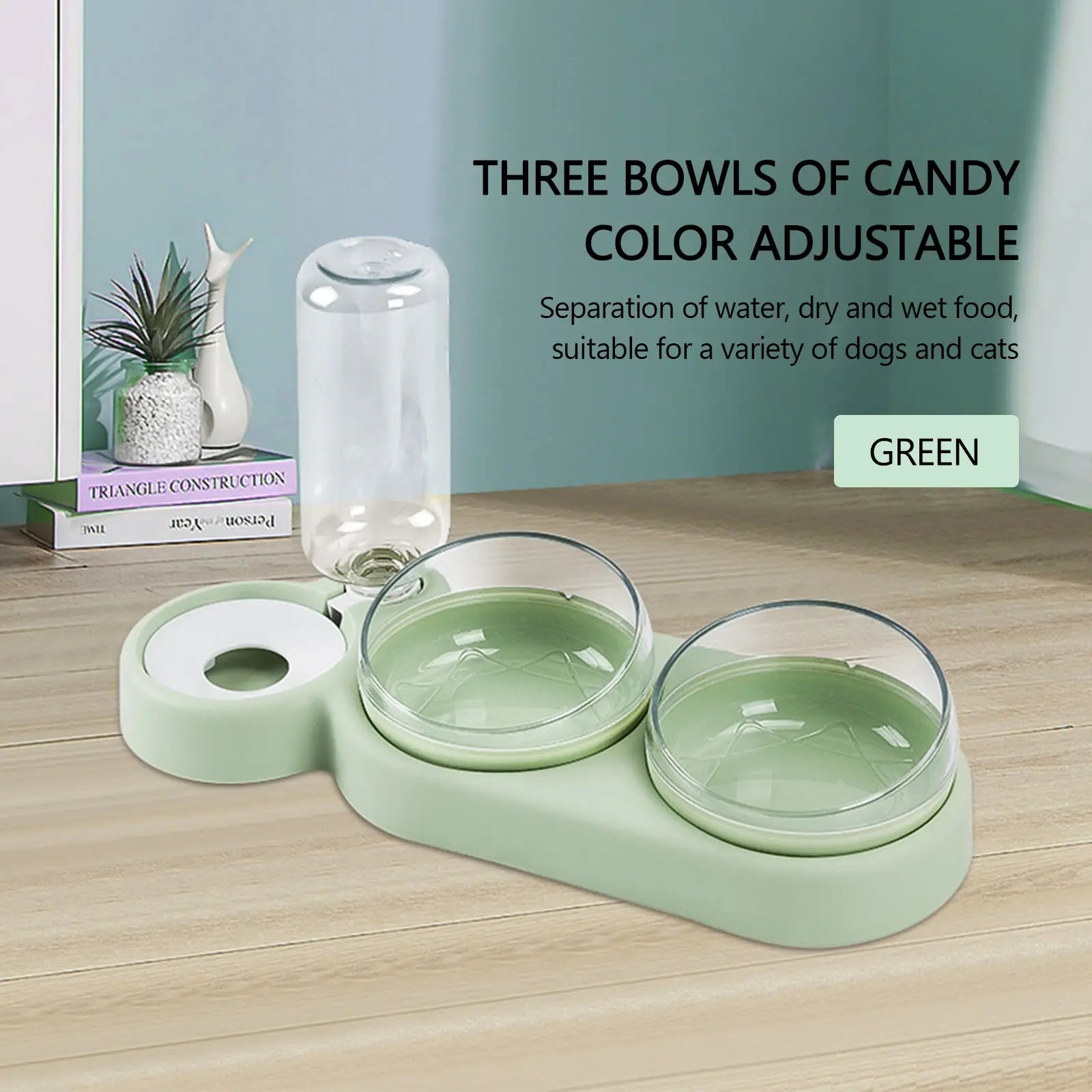 Pet Bowl Double Bowls Food Water Feeder With Auto Water Dispenser - GLR SHOPPING