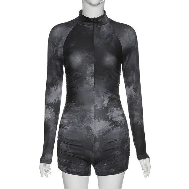 Sexy Tie Dye Ruched Bodysuit - GLR SHOPPING