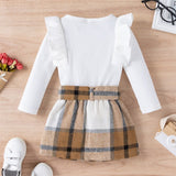 Knitted Ribbed Solid Color Baby Girl Set