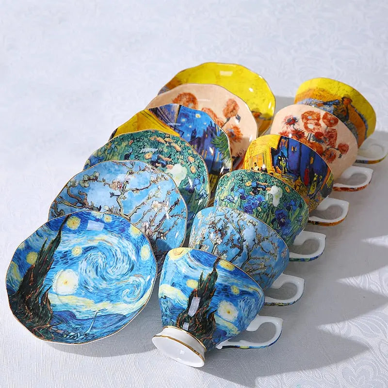 The New Van Gogh Art Painting Coffee Mugs The Starry Night Sunflowers The Sower Irises Saint-Remy Coffee Tea Cups - GLR SHOPPING