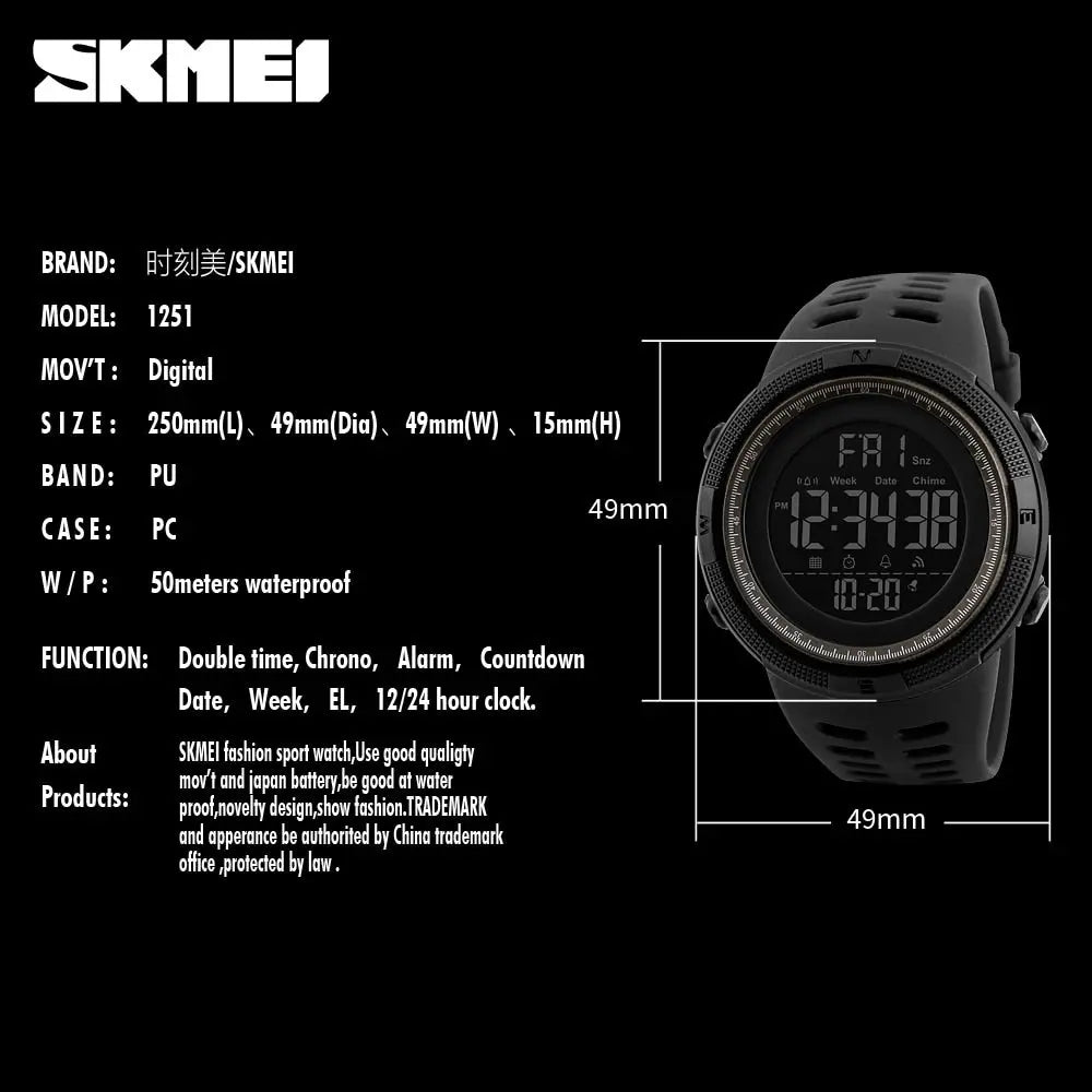 SKMEI Brand Mens Sports Watches Luxury Military Watches For Men - GLR SHOPPING