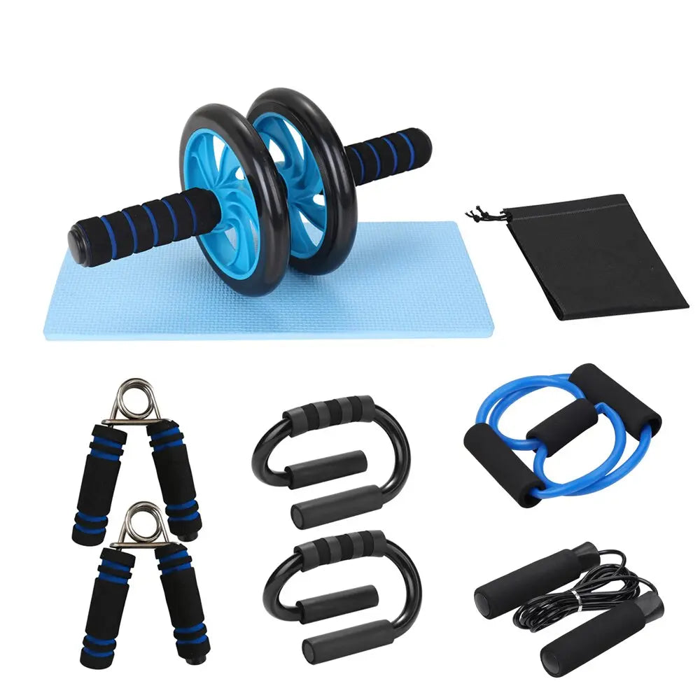 Muscle Exercise Equipment Abdominal Press Wheel Roller Home Fitness Equipment Gym Roller Trainer with Push UP Bar Jump Rope - GLR SHOPPING