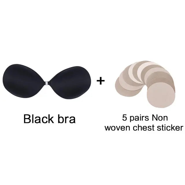 Sexy Sujetador Women&#39;s bra Invisible Push Up Bra Self-Adhesive Silicone Seamless Front Closure Sticky Backless Strapless Bra - GLR SHOPPING