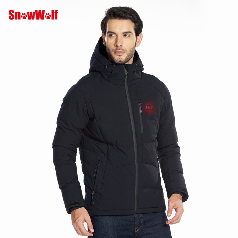 Men Winter Outdoor USB Infrared Heating Hooded Jacket