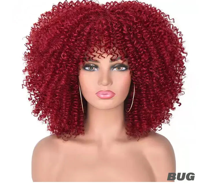 Curly Wig With Bangs - GLR SHOPPING