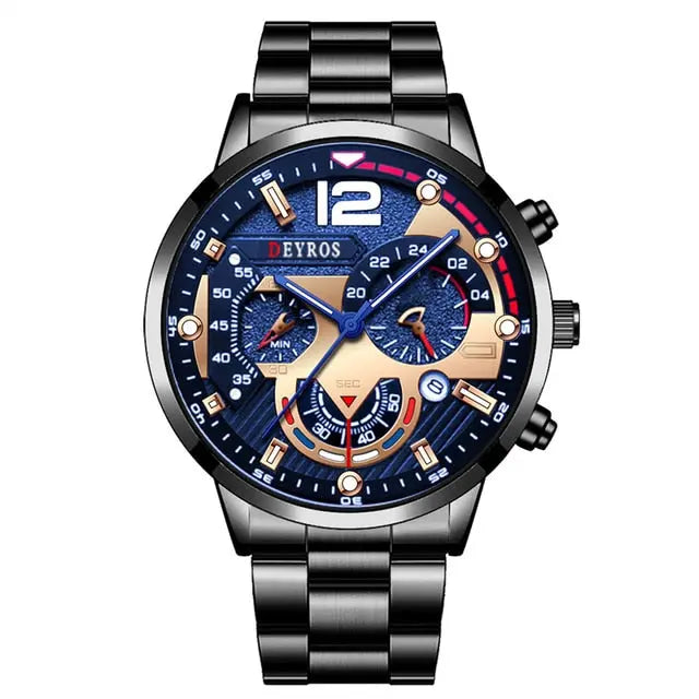 Luxury Mens Watches Male Gold Bracelet Stainless Steel Quartz Calendar Watch For Men Business Luminous Clock relogio masculino - GLR SHOPPING