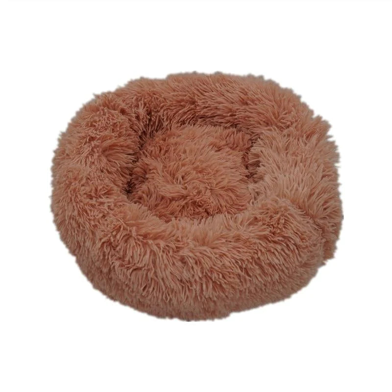 Super Soft Long Plush Donut Round Pet Bed