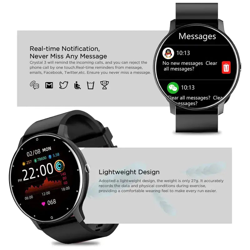 Full Touch Screen Sport Fitness Watch - GLR SHOPPING