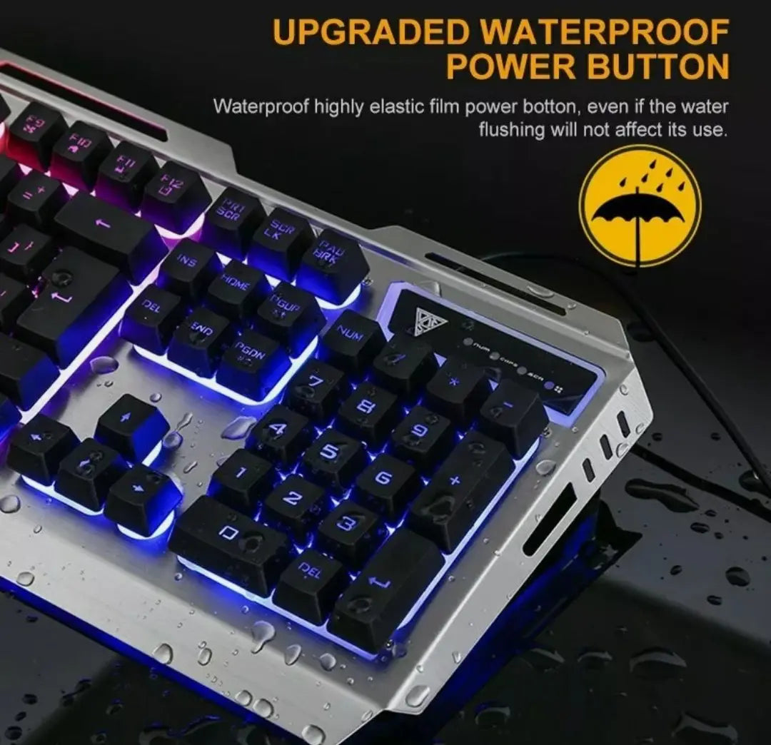 Ninja Dragon Metallic Silver Mechanical Gaming Keyboard and Mouse Set - GLR SHOPPING