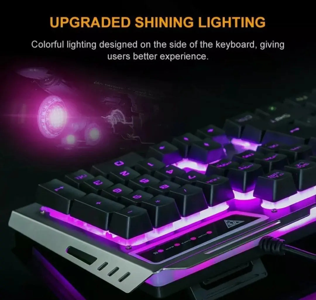 Ninja Dragon Metallic Silver Mechanical Gaming Keyboard and Mouse Set - GLR SHOPPING