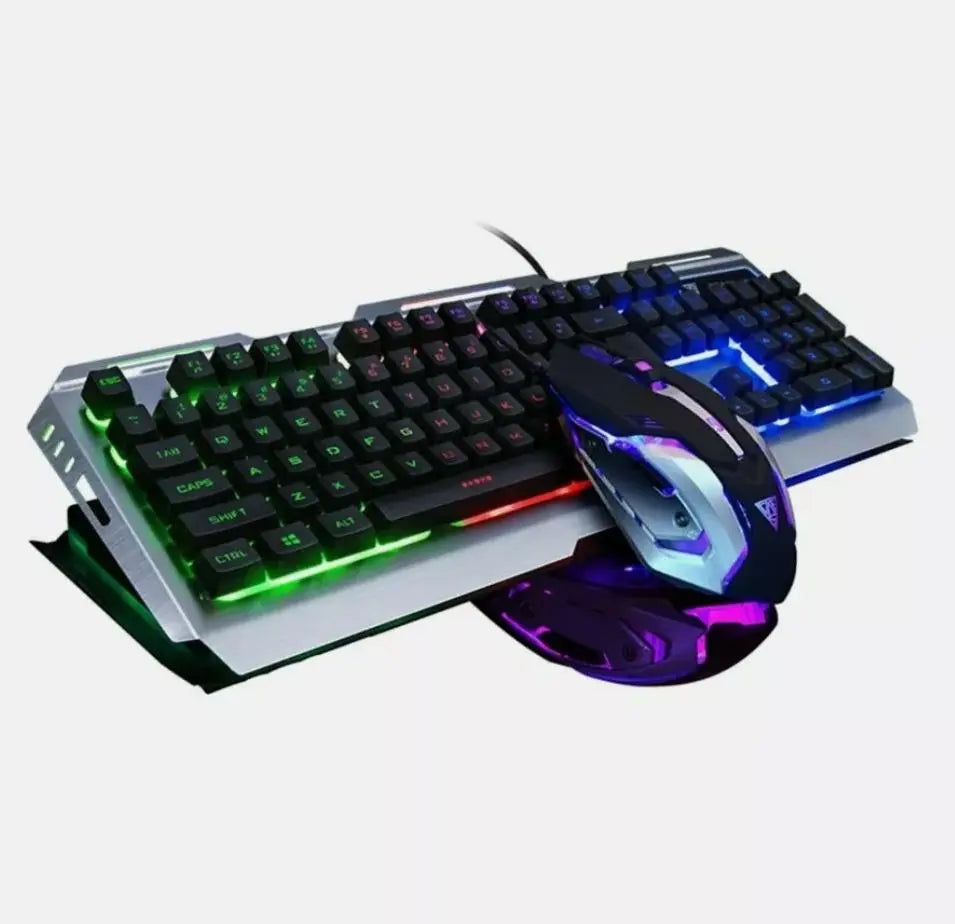 Ninja Dragon Metallic Silver Mechanical Gaming Keyboard and Mouse Set - GLR SHOPPING