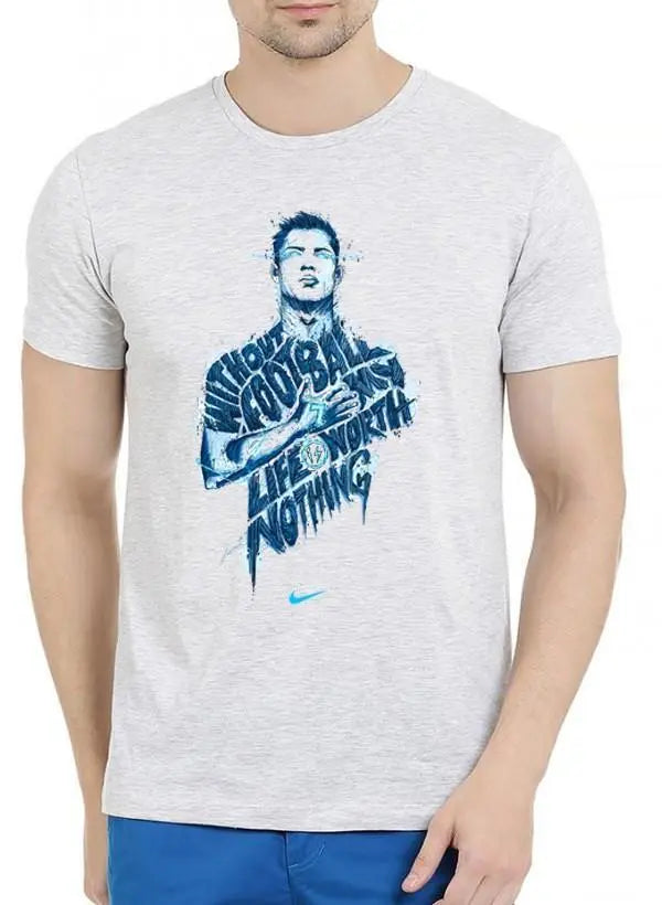 Nothing Without Football Half Sleeves Melange T-shirt - GLR SHOPPING