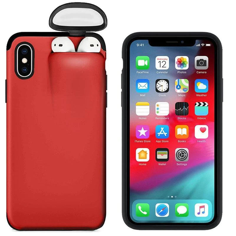 Iphone Cover with Hard Case Airpods Holder