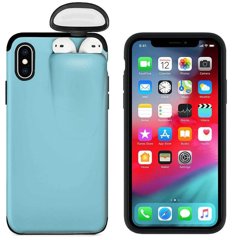 an iphone case with ear buds attached to it