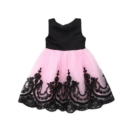Kids Girl Big Bow Princess Dress Formal Sleeveless Lace Tulle Tutu - GLR SHOPPING