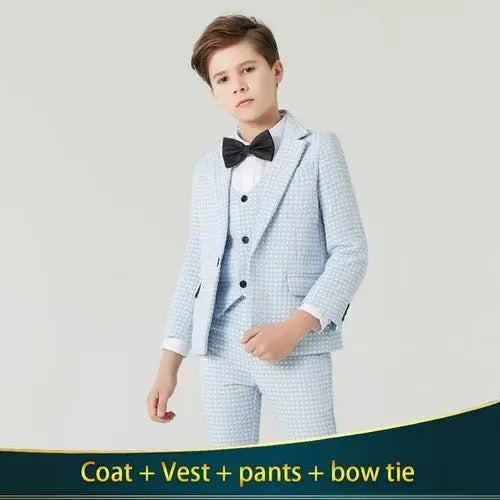Children's blue dot suit Children Formal Dress Suit Sets Flower Boys O - GLR SHOPPING