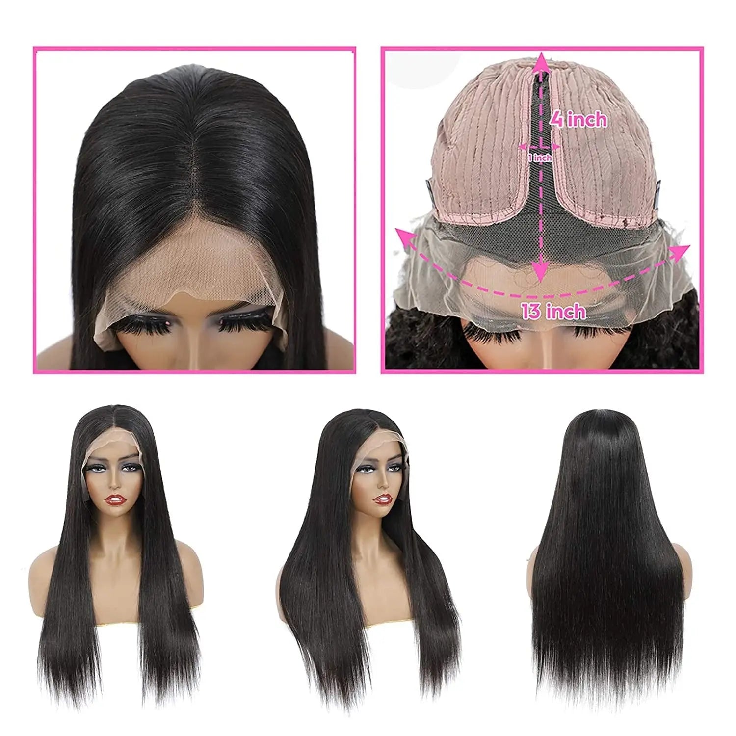Transparent 13x1x6 Straight 13x4x1 T part Lace Frontal Human Hair Wigs - GLR SHOPPING