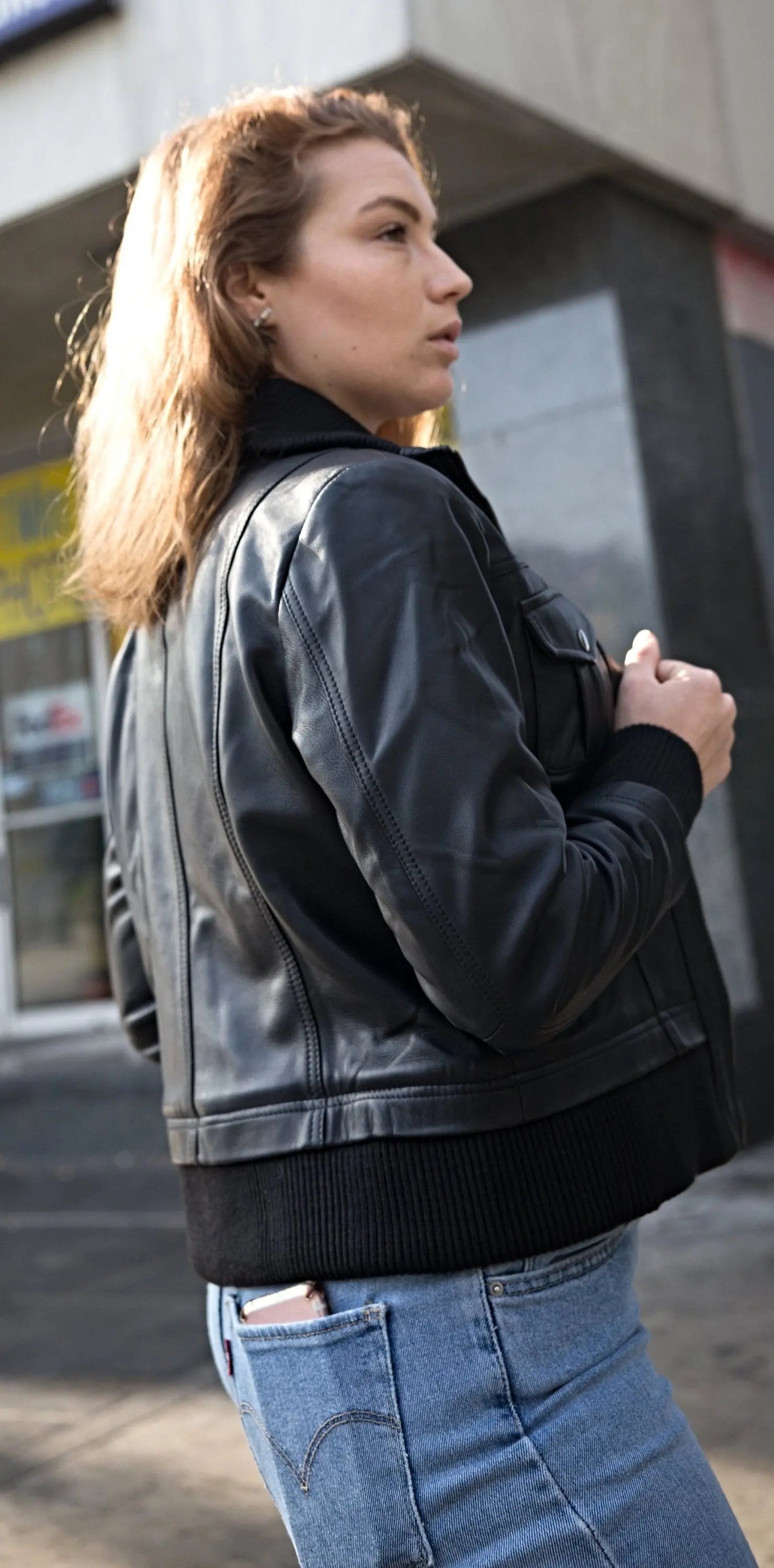 Bailey Womens Leather Bomber Jacket - GLR SHOPPING