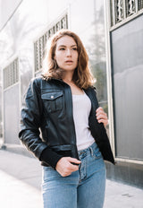 Bailey Womens Leather Bomber Jacket